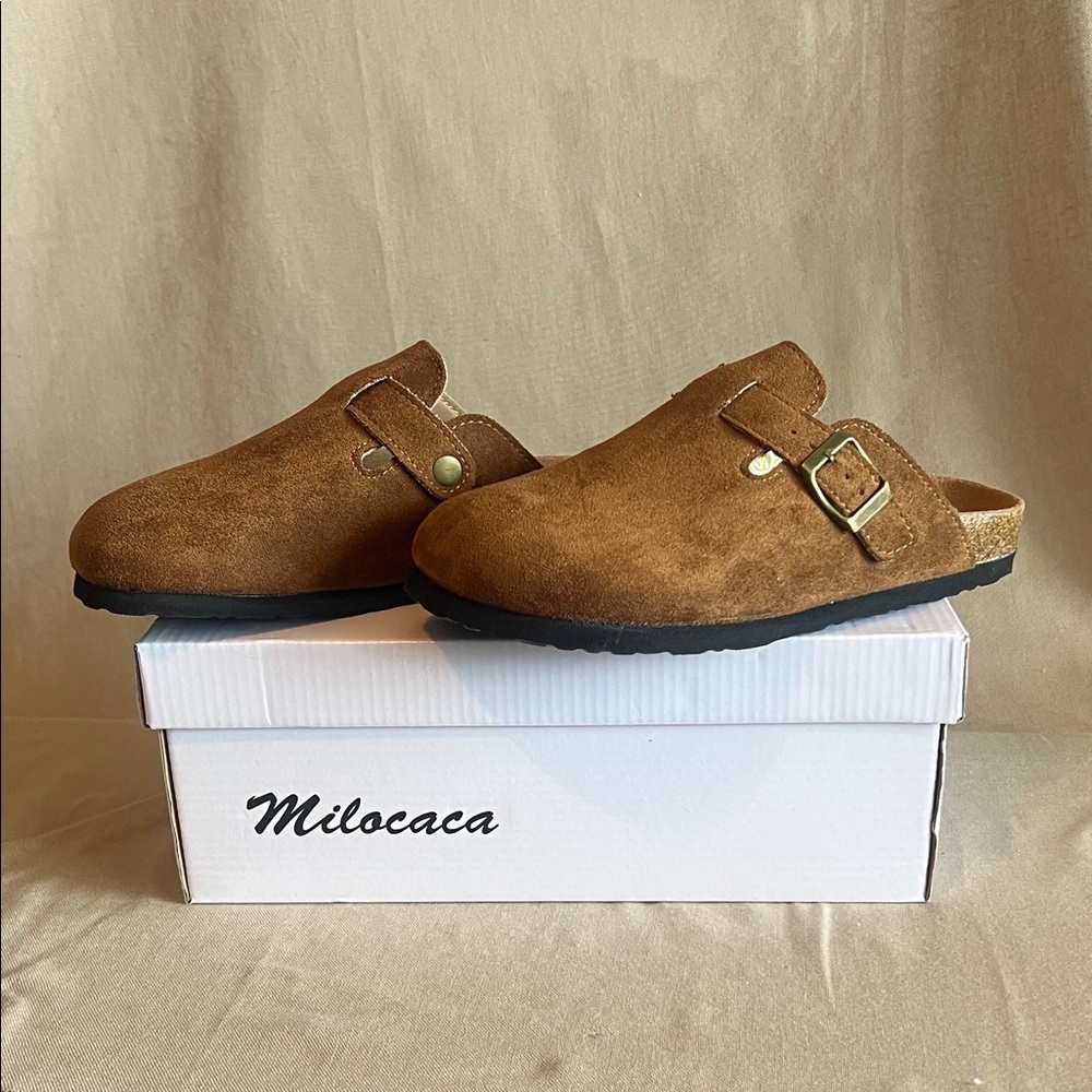 Brown Suede Slip-On Clogs (looks like birkenstock)